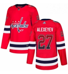 Mens Adidas Washington Capitals 27 Alexander Alexeyev Authentic Red Drift Fashion NHL Jersey 