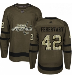 Mens Adidas Washington Capitals 42 Martin Fehervary Authentic Green Salute to Service NHL Jersey 