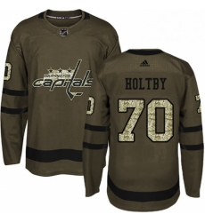 Mens Adidas Washington Capitals 70 Braden Holtby Authentic Green Salute to Service NHL Jersey 