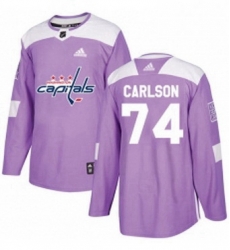 Mens Adidas Washington Capitals 74 John Carlson Authentic Purple Fights Cancer Practice NHL Jersey 