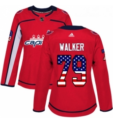 Womens Adidas Washington Capitals 79 Nathan Walker Authentic Red USA Flag Fashion NHL Jersey 