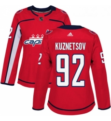 Womens Adidas Washington Capitals 92 Evgeny Kuznetsov Authentic Red Home NHL Jersey 