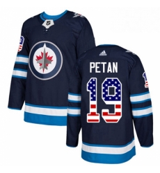 Mens Adidas Winnipeg Jets 19 Nic Petan Authentic Navy Blue USA Flag Fashion NHL Jersey 