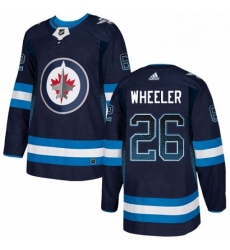 Mens Adidas Winnipeg Jets 26 Blake Wheeler Authentic Navy Blue Drift Fashion NHL Jersey 