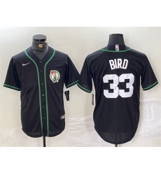 Men Boston Celtics 33 Larry Bird Black With Patch Stitched Baseball Jersey