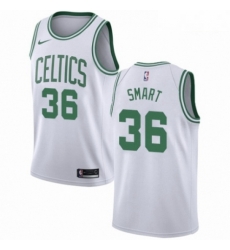 Mens Nike Boston Celtics 36 Marcus Smart Authentic White NBA Jersey Association Edition