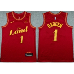Men Cleveland Cavaliers  1 James Harden Wine 2023 24 City Edition Stitched Jersey