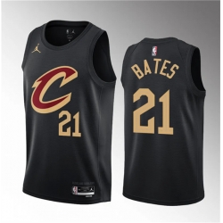 Men Cleveland Cavaliers 21 Emoni Bates Black 2023 Draft Statement Edition Stitched Jersey