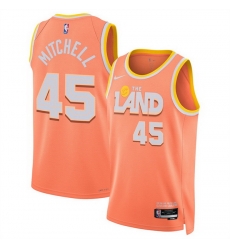 Men Cleveland Cavaliers 45 Donovan Mitchell Orange 2025 26 City Edition Stitched Jersey Men Cleveland Cavaliers 45 Donovan Mitchell Orange 2025 26 City Edition Stitched Jersey