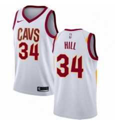 Mens Nike Cleveland Cavaliers 34 Tyrone Hill Swingman White Home NBA Jersey Association Edition