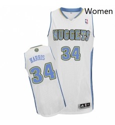 Womens Adidas Denver Nuggets 34 Devin Harris Authentic White Home NBA Jersey 