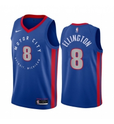 Men Nike Detroit Pistons 8 Wayne Ellington Blue NBA Swingman 2020 21 City Edition Jersey