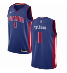 Mens Nike Detroit Pistons 1 Allen Iverson Swingman Royal Blue Road NBA Jersey Icon Edition