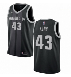 Mens Nike Detroit Pistons 43 Grant Long Swingman Black NBA Jersey City Edition