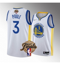 Men Golden State Warriors 3 Jordan Poole 2022 White NBA Finals Stitched Jersey