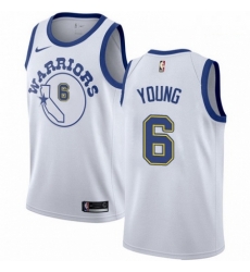 Mens Nike Golden State Warriors 6 Nick Young Swingman White Hardwood Classics NBA Jersey 