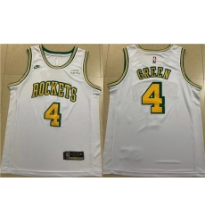 Men Houston Rockets 4 Jalen Green White Stitched Basketball Jersey