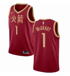 Mens Nike Houston Rockets 1 Tracy McGrady Swingman Red NBA Jersey 2018 19 City Edition