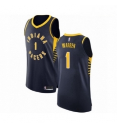 Mens Indiana Pacers 1 TJ Warren Authentic Navy Blue Basketball Jersey Icon Edition 