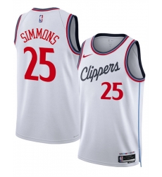 Men Los Angeles Clippers 25 Ben Simmons White 2024 25 Stitched Jersey 766