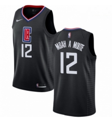 Mens Nike Los Angeles Clippers 12 Luc Mbah a Moute Swingman Black NBA Jersey Statement Edition 