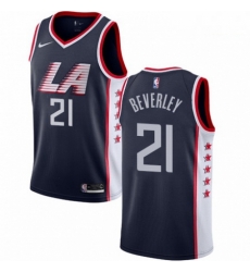 Mens Nike Los Angeles Clippers 21 Patrick Beverley Swingman Navy Blue NBA Jersey City Edition 