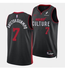 Men Miami Heat 7 Giannis Antetokounmpo Black 2026 Culture Swingman Stitched Basketball Jersey Men Miami Heat 7 Giannis Antetokounmpo Black 2026 Culture Swingman Stitched Basketball Jersey