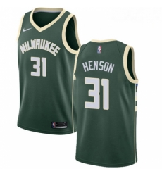 Mens Nike Milwaukee Bucks 31 John Henson Swingman Green Road NBA Jersey Icon Edition 