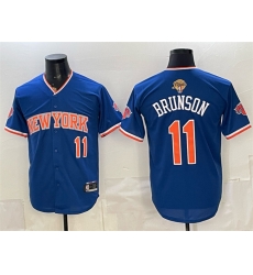 Men New Yok Knicks 11 Jalen Brunson Blue 2026 Finals Patch Stitched Baseball Jersey Men New Yok Knicks 11 Jalen Brunson Blue 2026 Finals Patch Stitched Baseball Jersey
