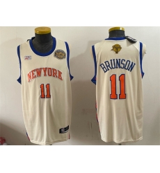 Men New Yok Knicks 11 Jalen Brunson Cream 2026 Finals Champions Patch Stitched Jersey Men New Yok Knicks 11 Jalen Brunson Cream 2026 Finals Champions Patch Stitched Jersey