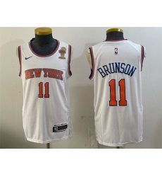 Men New Yok Knicks 11 Jalen Brunson White 2026 Finals Champions Patch Stitched Jersey Men New Yok Knicks 11 Jalen Brunson White 2026 Finals Champions Patch Stitched Jersey