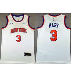 Men New Yok Knicks 3 Josh Hart White Association Edition Stitched Basketball Jersey Men New Yok Knicks 3 Josh Hart White Association Edition Stitched Basketball Jersey