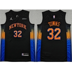 Men New Yok Knicks 32 Karl Anthony Towns Black 2025 26 Statement Edition Stitched Basketball Jersey