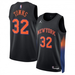 Men New Yok Knicks 32 Karl Anthony Towns Black 2025 Statement Edition Stitched Basketball Jersey Men New Yok Knicks 32 Karl Anthony Towns Black 2025 Statement Edition Stitched Basketball Jersey