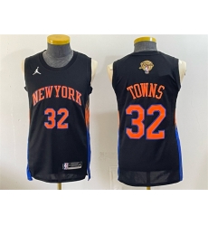 Men New Yok Knicks 32 Karl Anthony Towns Black 2026 Finals Patch Statement Edition Stitched Jersey Men New Yok Knicks 32 Karl Anthony Towns Black 2026 Finals Patch Statement Edition Stitched Jersey