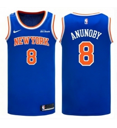 Men New Yok Knicks 8 OG Anunoby blue Home Icon Edition Stitched Basketball Jersey
