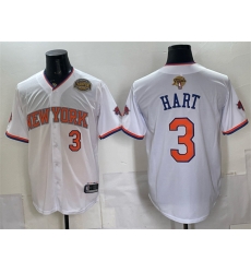 Men New York Knicks 3 Josh Hart White 2026 Finals Eastern Conference Champions Patch Stitched Baseball Jersey Men New York Knicks 3 Josh Hart White 2026 Finals Eastern Conference Champions Patch Stitched Baseball Jersey