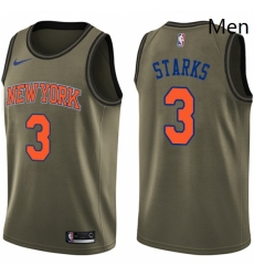 Mens Nike New York Knicks 3 John Starks Swingman Green Salute to Service NBA Jersey