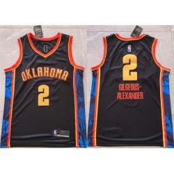 Men Oklahoma City Thunder 2 Shai Gilgeous Alexander Black 2024 City Edition Stitched Basketball Jersey