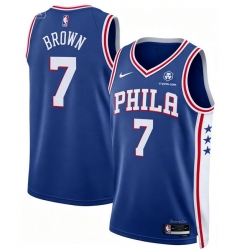 Men Philadelphia 76ers Jaylen Brown #7 Blue Edition Stitched Stitched Jersey Men Philadelphia 76ers Jaylen Brown #7 Blue Edition Stitched Stitched Jersey