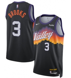 Men Jordan Brand Black Phoenix Suns Dillon Brooks #3 Swingman Badge Jersey City Edition
