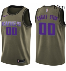 Mens Nike Sacramento Kings 0 Willie Cauley Stein Swingman Green Salute to Service NBA Jersey 