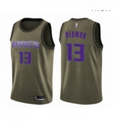 Mens Sacramento Kings 13 Dewayne Dedmon Swingman Green Salute to Service Basketball Jersey 