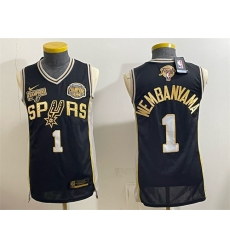 Men San Antonio Spurs 1 Victor Wembanyama Black Gold 2026 Finals Western Conference Champions Patch Stitched Basketball Jersey Men San Antonio Spurs 1 Victor Wembanyama Black Gold 2026 Finals Western Conference Champions Patch Stitched Basketball Jersey