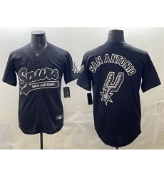 Men San Antonio Spurs Team Big Logo Black Stitched Baseball Jersey Men San Antonio Spurs Team Big Logo Black Stitched Baseball Jersey