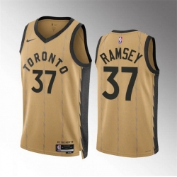 Men Toronto Raptors 37 Jahmi 27us Ramsey Gold 2023 24 City Edition Stitched Basketball Jersey