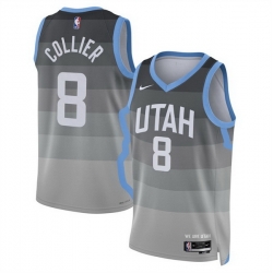 Men Utah Jazz 8 Isaiah Collier Grey 2025 26 City Edition Stitched Basketball Jersey