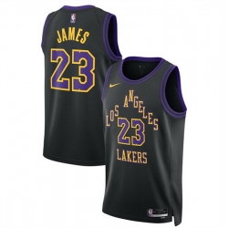 Men Los Angeles Lakers 23 LeBron James LeBron James Black 2025 26 City Edition Stitched Basketball Jersey