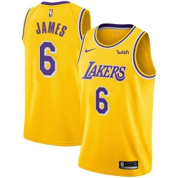 Women Nike Los Angeles Lakers 6 LeBron James Gold Women NBA Swingman Icon Edition Jersey