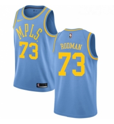 Womens Nike Los Angeles Lakers 73 Dennis Rodman Swingman Blue Hardwood Classics NBA Jersey